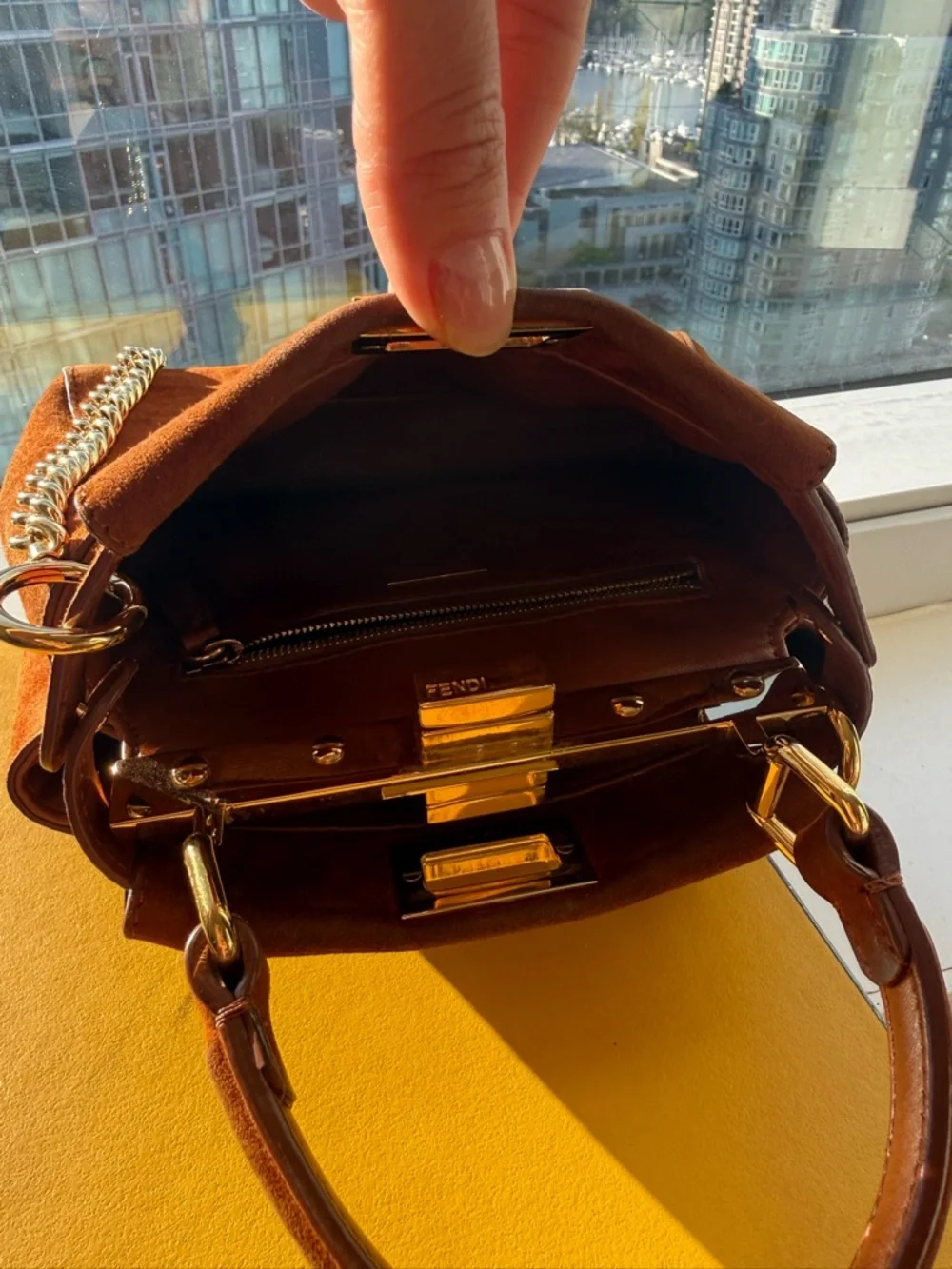 Authentic Fendi Peekaboo Suede Bag w Strap - Picture 8 of 11